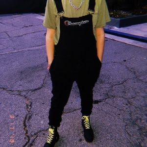 Champion Black Fleece Overalls